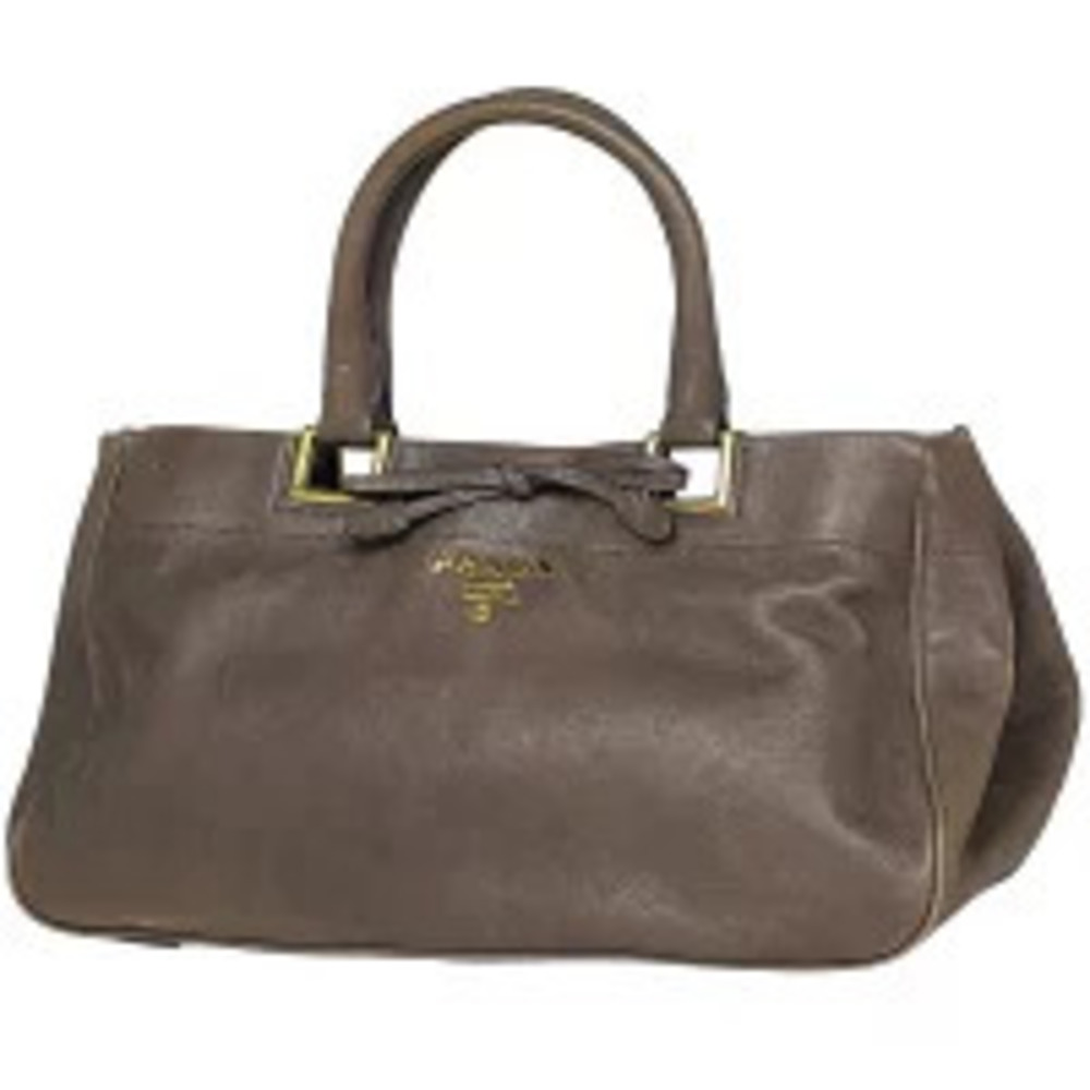 Prada Vitello Daino leather bow satchel dark brown